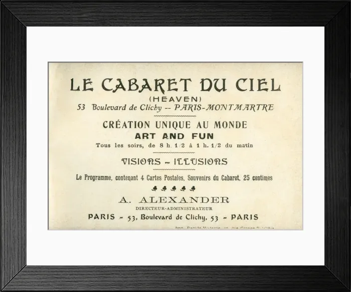 Framed Print : Le Ciel - Paris Cabaret Nightclub Framed Print : Le Ciel - Paris Cabaret Nightclub