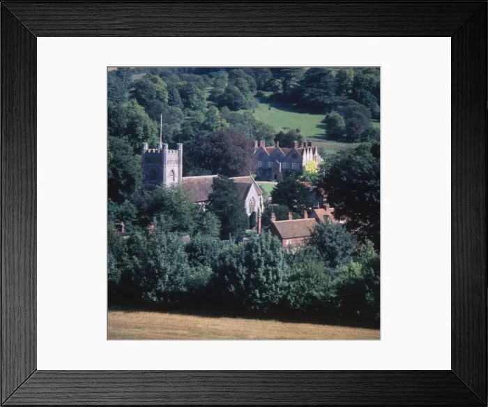 Framed Print : Hambleden, Bucks - View looking down on the village Framed Print : Hambleden, Bucks - View looking down on the village