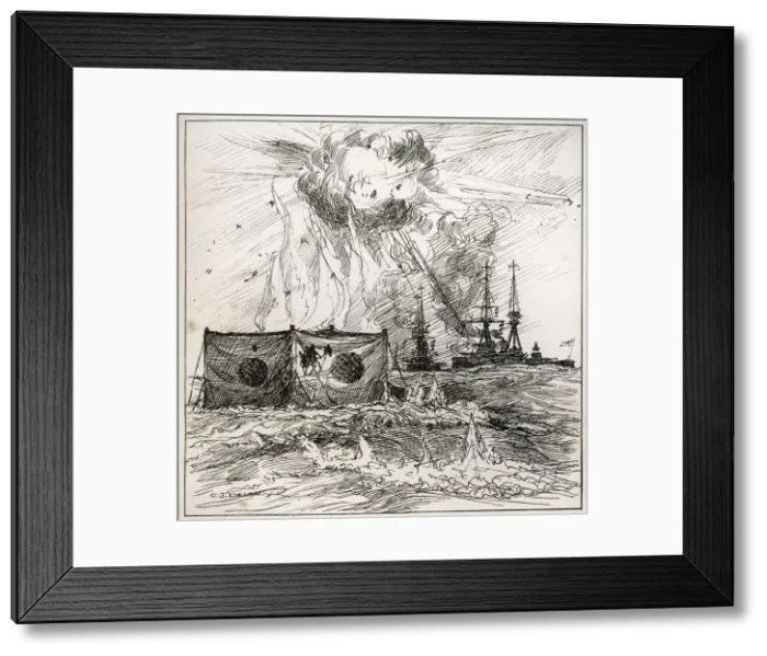 Framed Print : Battleships undertake target practise Framed Print : Battleships undertake target practise