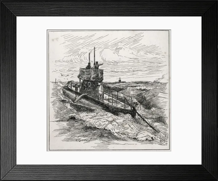 Framed Print : A submarine at the surface with spotters in the turret Framed Print : A submarine at the surface with spotters in the turret