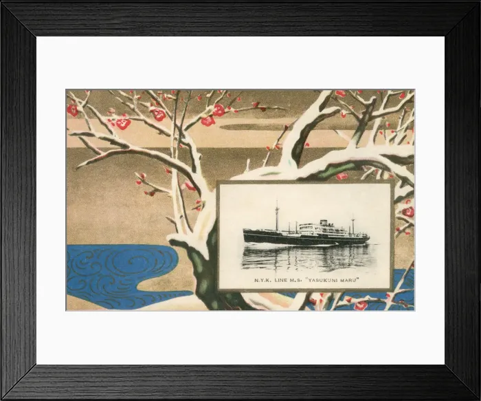 Framed Print : N. Y. K. S. S. Yasukuni Maru - set within decorative border Framed Print : N. Y. K. S. S. Yasukuni Maru - set within decorative border