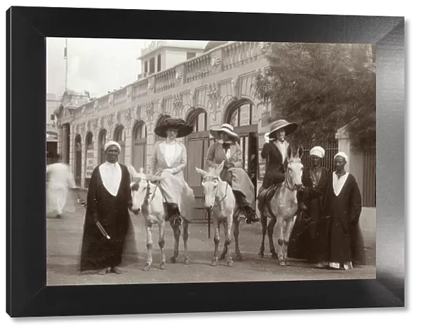 Three Grand British Women Tourists go on a mule ride - Cairo
