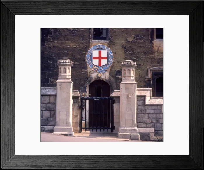 Framed Print : Doorway with Order of the Garter motto above - Windsor Framed Print : Doorway with Order of the Garter motto above - Windsor