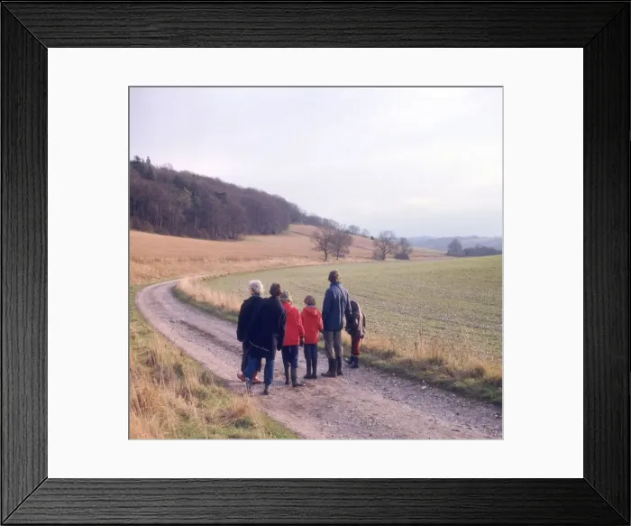 Framed Print : Ramblers near Great Wood, Hambleden, Buckinghamshire Framed Print : Ramblers near Great Wood, Hambleden, Buckinghamshire