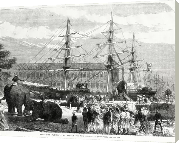 Embarking elephants at Bombay for the Abyssinian Expedition