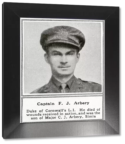 WW1 - Captain F J Arbery - Duke of Cornwalls Light Infantry