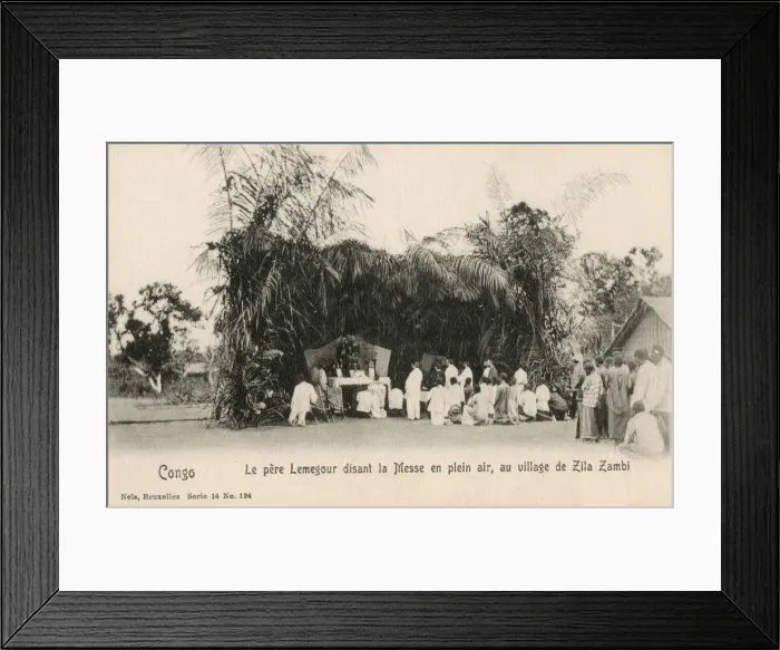 Framed Print : Father Lemegour conducts Mass - Belgian Congo, Africa Framed Print : Father Lemegour conducts Mass - Belgian Congo, Africa
