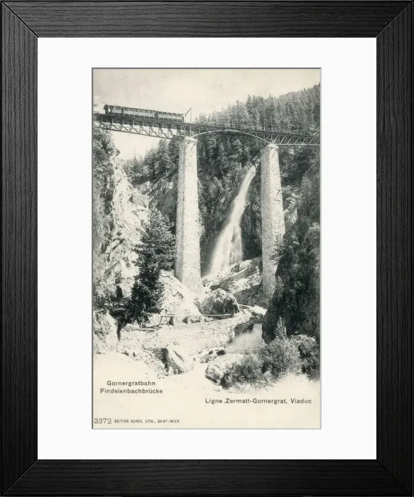 Framed Print : Gornergratbahn - Findelenbachbrucke Framed Print : Gornergratbahn - Findelenbachbrucke