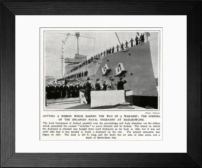 Framed Print : Cutting a Ribbon which barred the way of a warship Framed Print : Cutting a Ribbon which barred the way of a warship