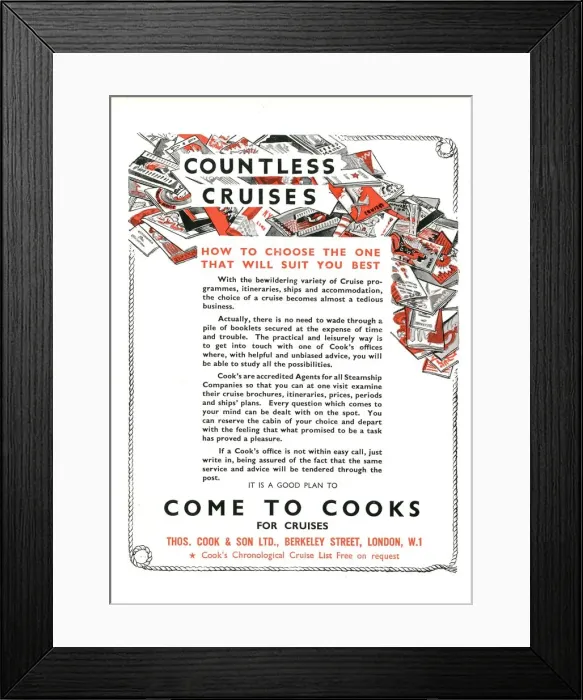 Framed Print : Thomas Cook - Travel Company - Advertisement Framed Print : Thomas Cook - Travel Company - Advertisement