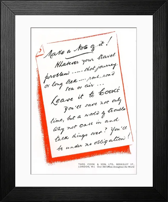 Framed Print : Thomas Cook - Travel Company - Advertisement Framed Print : Thomas Cook - Travel Company - Advertisement