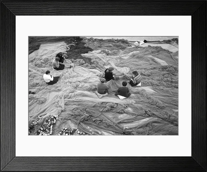 Framed Print : Repairing nets, Bermeo, Spain - 3 Framed Print : Repairing nets, Bermeo, Spain - 3