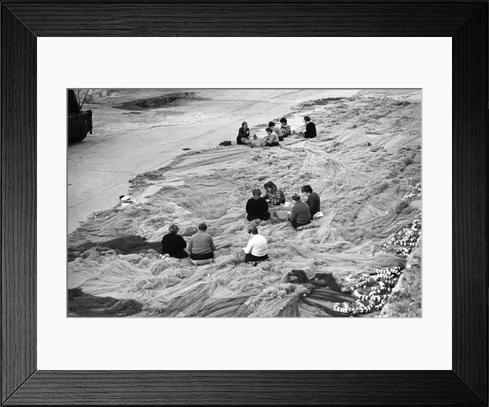 Framed Print : Repairing nets, Bermeo, Spain - 4 Framed Print : Repairing nets, Bermeo, Spain - 4