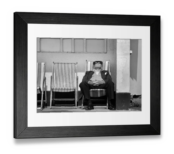 Framed Print : Cool old man in seaside shelter Framed Print : Cool old man in seaside shelter