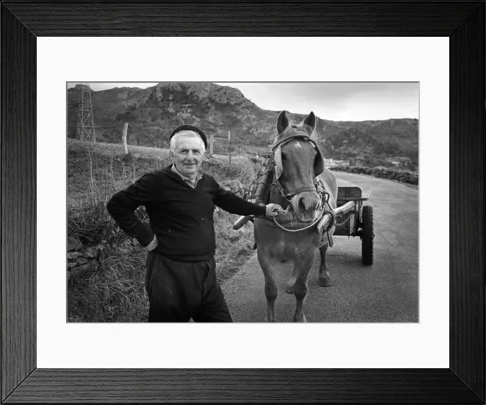 Framed Print : Farmer with horse and cart, Cantabria, Spain Framed Print : Farmer with horse and cart, Cantabria, Spain