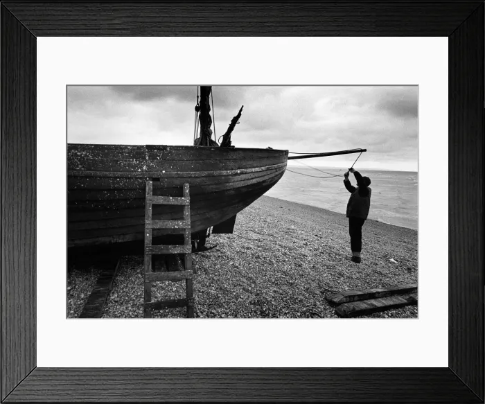 Framed Print : Fisherman and boat, Dungeness, Kent - 1 Framed Print : Fisherman and boat, Dungeness, Kent - 1