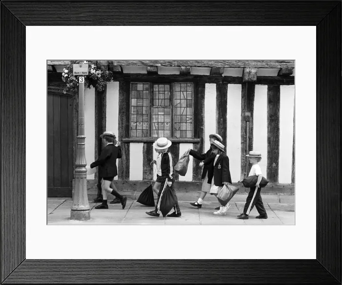 Framed Print : Straw boater schoolchildren, Stratford Framed Print : Straw boater schoolchildren, Stratford