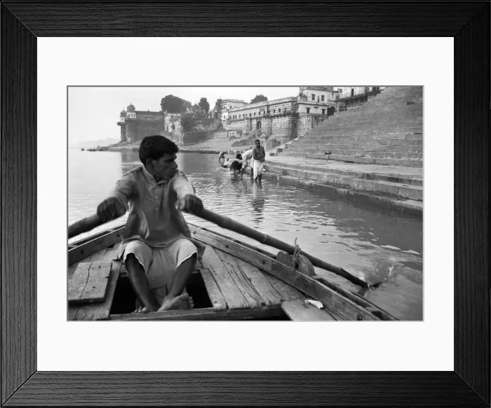Framed Print : Boatman, Ganges, India Framed Print : Boatman, Ganges, India
