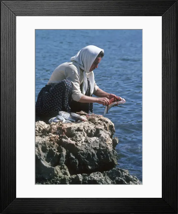 Framed Print : Woman cleaning fish, Turkey Framed Print : Woman cleaning fish, Turkey