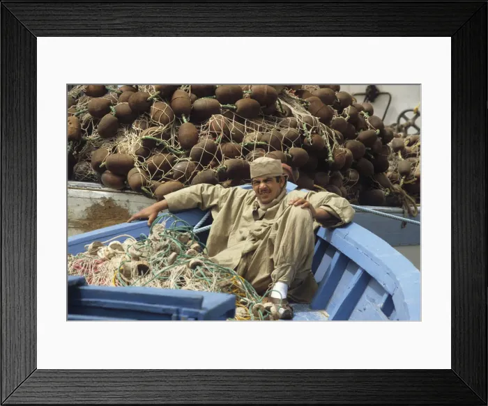 Framed Print : Young man in boat, Tunisia Framed Print : Young man in boat, Tunisia
