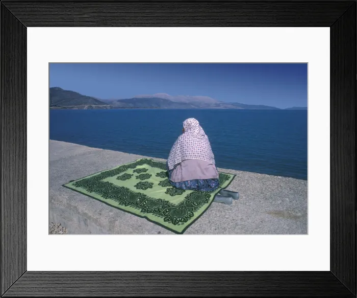 Framed Print : Woman in pink shawl, Lake Egirdir Framed Print : Woman in pink shawl, Lake Egirdir