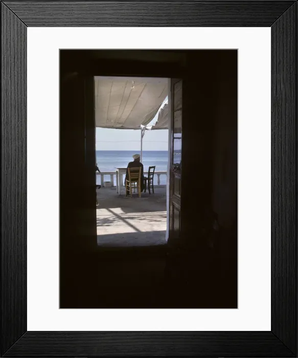 Framed Print : Man in Mediterranean cafe, Thassos Framed Print : Man in Mediterranean cafe, Thassos
