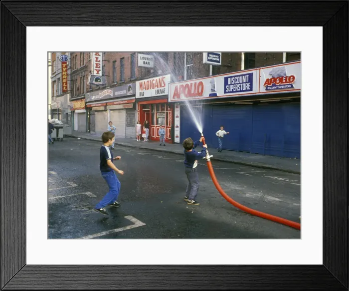 Framed Print : Naughty boys with hose pipe, Dublin - 1 Framed Print : Naughty boys with hose pipe, Dublin - 1