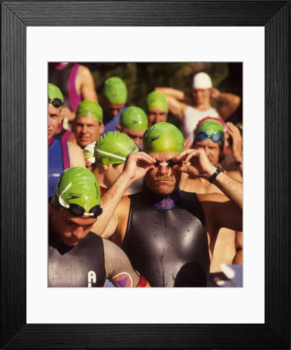Framed Print : Macho swimmer in rubber hat, USA Framed Print : Macho swimmer in rubber hat, USA