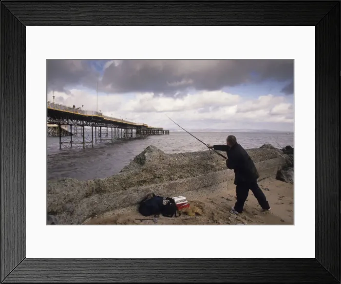 Framed Print : Fisherman, near Mumbles Pier, South Wales Framed Print : Fisherman, near Mumbles Pier, South Wales