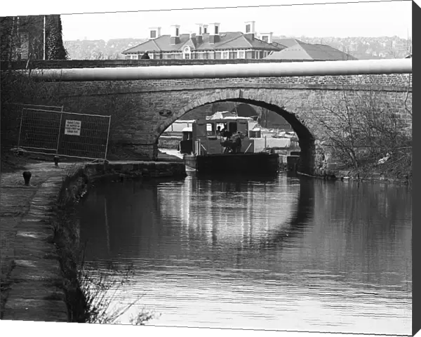 Canal workboat under bridge, Sheffield and Tinsley Canal