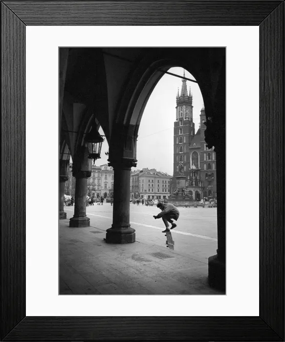 Framed Print : Skateboarder on the steps of The Cloth Hall, Krakow, Poland Framed Print : Skateboarder on the steps of The Cloth Hall, Krakow, Poland