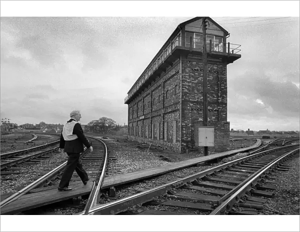 Railwayman - 180 lever railway signal box at Shrewsbury