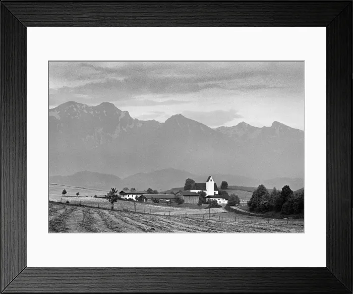 Framed Print : Farmstead and small church near Fussen, Germany Framed Print : Farmstead and small church near Fussen, Germany