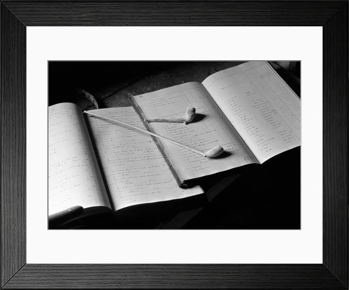 Framed Print : Account book and clay pipes found at Southorns pipeworks Framed Print : Account book and clay pipes found at Southorns pipeworks