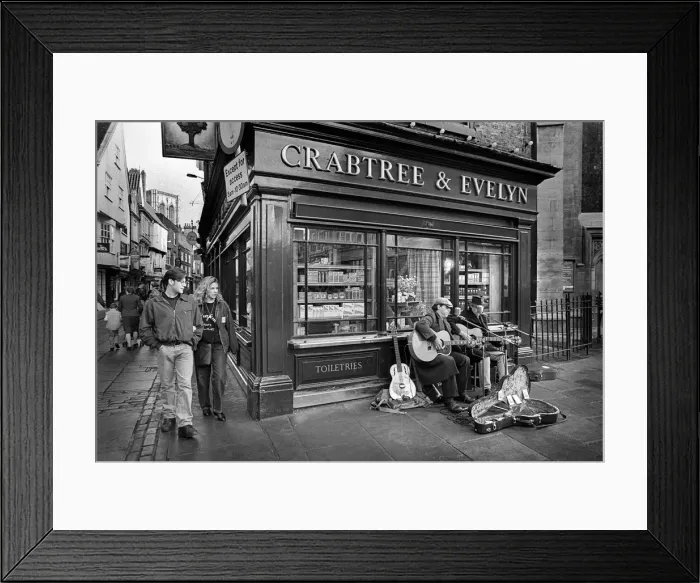 Framed Print : Guitarists busking in the street, York, England Framed Print : Guitarists busking in the street, York, England
