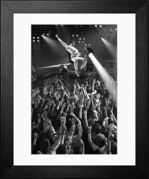 Framed Print : Freddie Mercury and Queen recording music video, London Framed Print : Freddie Mercury and Queen recording music video, London
