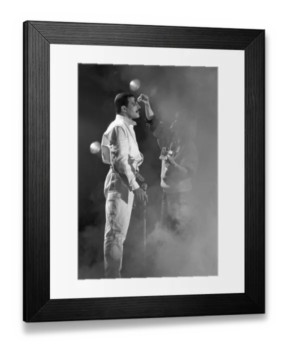 Framed Print : Freddie Mercury and Queen recording music video, London Framed Print : Freddie Mercury and Queen recording music video, London