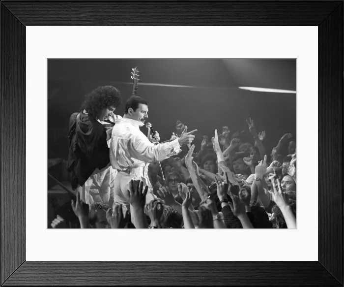 Framed Print : Freddie Mercury and Queen recording music video, London Framed Print : Freddie Mercury and Queen recording music video, London