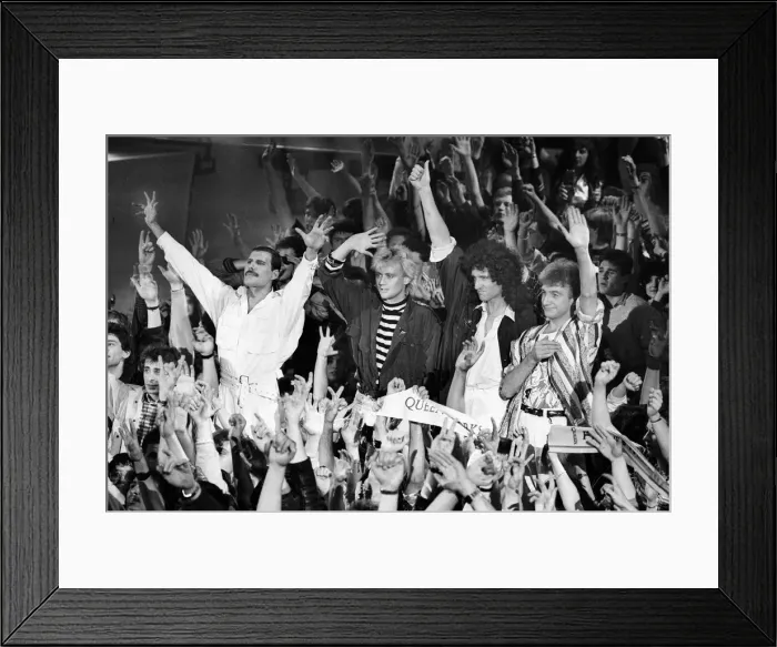 Framed Print : Freddie Mercury and Queen recording music video, London Framed Print : Freddie Mercury and Queen recording music video, London