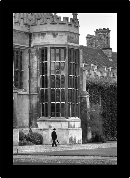 Bowler hatted porter, Trinity College, Cambridge, Engalnd