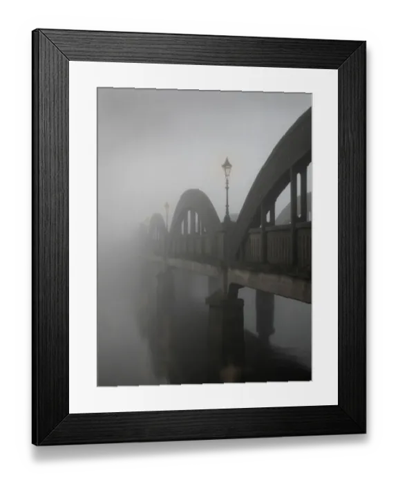 Framed Print : Thick fog on the concrete bridge over the River Dee Framed Print : Thick fog on the concrete bridge over the River Dee
