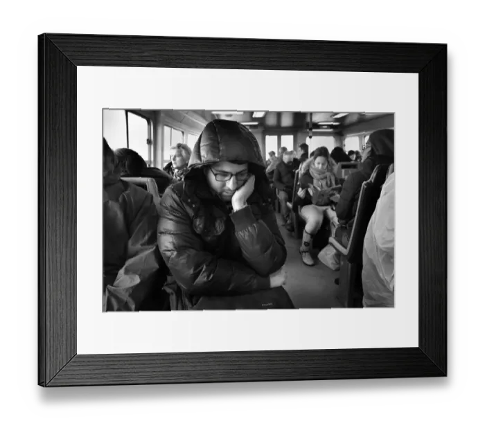 Framed Print : Sleeping man on Vaporetto, Venice Framed Print : Sleeping man on Vaporetto, Venice