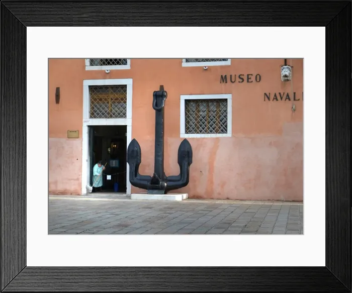 Framed Print : Cleaner mops the entrance of the Naval Museum, Venice Framed Print : Cleaner mops the entrance of the Naval Museum, Venice
