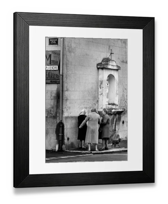 Framed Print : Old ladies on corner of Rue de la Cite in Cergy Pontoise Framed Print : Old ladies on corner of Rue de la Cite in Cergy Pontoise