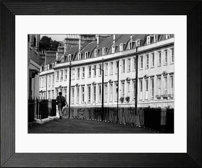 Framed Print : A man walks briskly along The Paragon in the centre of Bath Framed Print : A man walks briskly along The Paragon in the centre of Bath