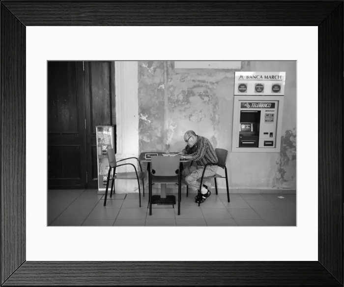 Framed Print : Man in market cafe Mahon, Menorca, Spain Framed Print : Man in market cafe Mahon, Menorca, Spain