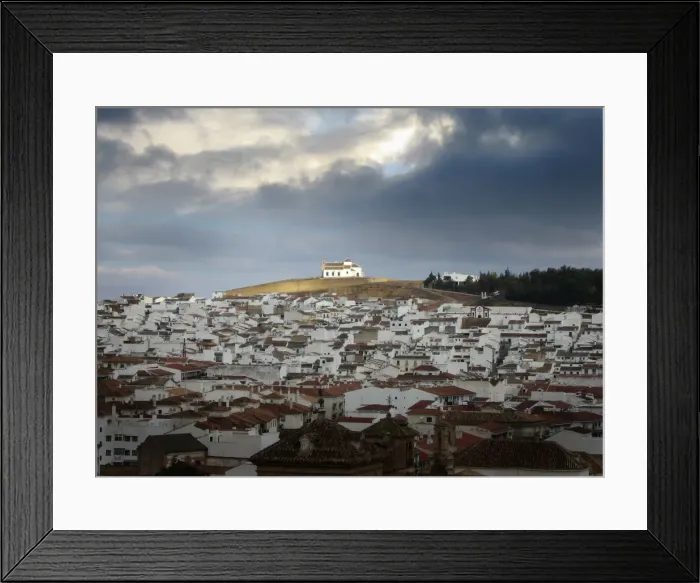 Framed Print : Sunlight shines through storm clouds, Andalusia, Spain Framed Print : Sunlight shines through storm clouds, Andalusia, Spain