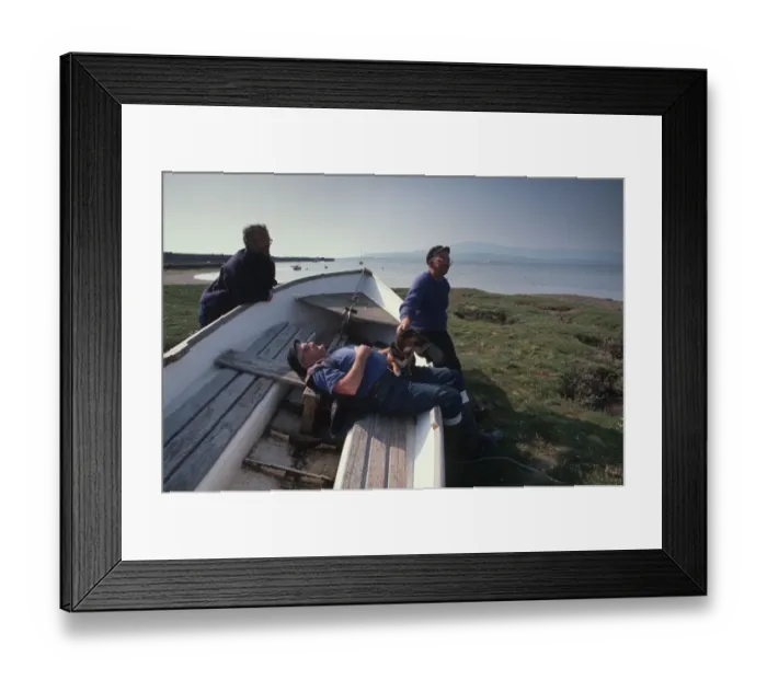 Framed Print : Three senior men at leisure on the coast at Askam, nr Barrow Framed Print : Three senior men at leisure on the coast at Askam, nr Barrow
