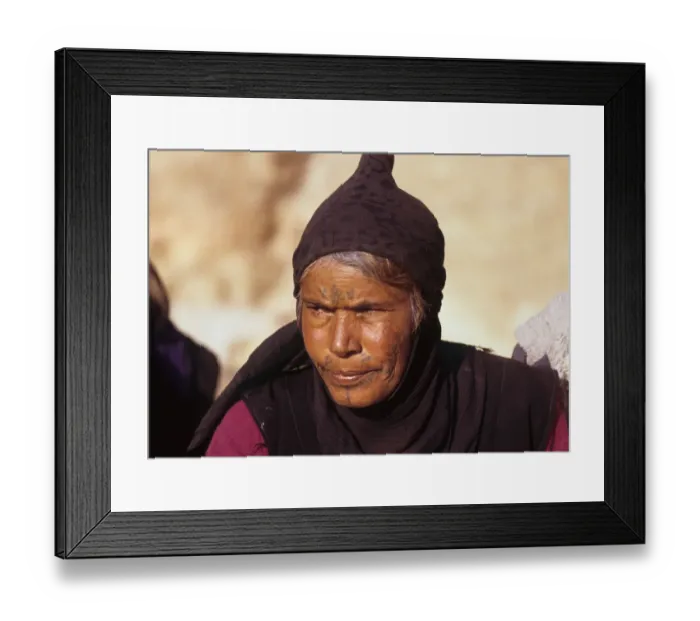 Framed Print : Portrait of mature Bedhouin Syrian woman with facial tattoos Framed Print : Portrait of mature Bedhouin Syrian woman with facial tattoos