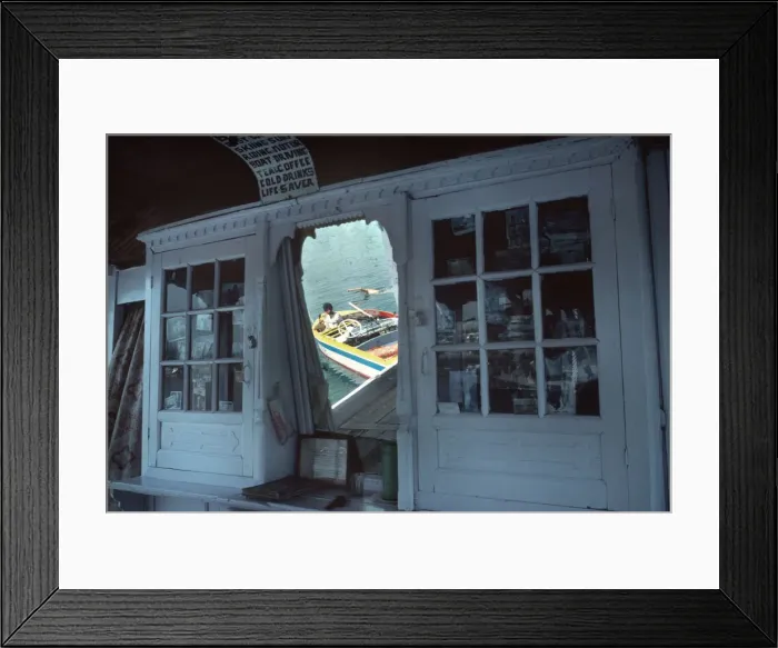 Framed Print : Kashmir, Lake Dal - a houseboat swimming platform Framed Print : Kashmir, Lake Dal - a houseboat swimming platform